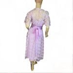 VINTAGE CIRCA 1960'S LAVENDER PURPLE LACEY PARTY DRESS W/SLIP AND BELT (M) Size M Photo 2