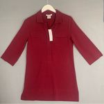 Joan Vass  Dress Burgundy Size 0/S Ladies 3/4 sleeve pockets Photo 6
