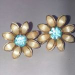 Bugbee & Niles Elegant Vintage Floral Earrings with Blue Accents Gold Photo 1