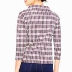 Ann Taylor  Plaid Mock Neck Structured Sweater Top Photo 3