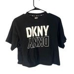 DKNY Sport Black White Logo Front Cotton Short Sleeve Crop Top Women Sz S Photo 0