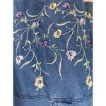 Vintage Monique Fashions Embroidered Denim Popover Top Size L Floral Teacher USA Blue Size L Photo 1