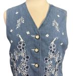 Vintage STONEBROOK Blue White Embroidered Denim Vest M Size M Photo 1