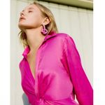 ZARA  Satin Twist Front Long Sleeve Mini Shirt Dress Size Extra Small Photo 1