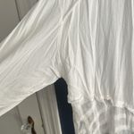 Free People  large rayon gauzy flowy Elegant off scoop White Button-Up Top Photo 8