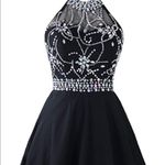 Elegant Black Halter Prom Dress Size M Photo 5