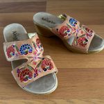 Alegria Boho Sandals, Embroidered Slip On Platform Shoes, Size 39, Comfy Clogs Photo 0