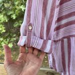 Marc New York  Women's Pink Striped 100% Linen Top Size M Photo 3