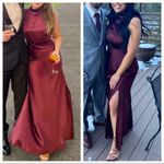 NWOT Lulus Classic Elegance Plum Chiffon Sleeveless Mock Neck Maxi Dress Red Size M Photo 9