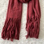 Anthropologie  Women’s warm wine red scarf with fringes One size Photo 3