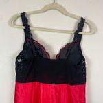 Victoria's Secret Red Black Lace Satin Babydoll Chemise Lingerie L Underwire Photo 5