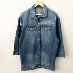 Highway Jeans | Oversized Denim Jacket Jean Distressed Long Length Wash | Medium Photo 1
