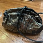 Vintage 80s Clemente Black & Silver Metallic Snakeskin Leathe Purse Clutch, RARE Photo 11