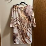 White & Gold Marble print dress NWOT Size L Photo 3
