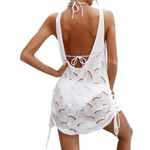SheIn Summer Beach Hollow Out Drawstring Side Cover Up Dress in White, Size M​​ Photo 1