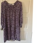 H&M  sz XL Womens Black Pink Flowy Ditsy Floral Long Sleeve Tiered Babydoll Dress Photo 1