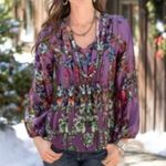 Sundance Floral 100% Silk Blouse stop Medium Amethyst Purple cottagecore Photo 8