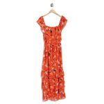 DR2 Daniel Rainn Women's Ruffle Tiered Floral Maxi Dress Orange Tie Waist M NWT Size M Photo 2