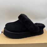 UGG  Disquette Black Suede Fur Cuff Slide Platform Slipper Shoes Size 7 Women New Photo 7