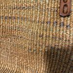 Vintage Handmade Woven Sisal Market Tote Bag with Leather Handles Brown Photo 2