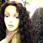 Swisslacefront ombre black/burgundy Long Curls Wig Photo 1
