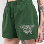 Empyre Green Rose Athletic Shorts Large Embroidered Sweat Shorts Photo 0