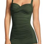 Swimsuit Ruched Tummy Control Retro Boyleg Boyshort Green Size Large NWOT #2112 Photo 0