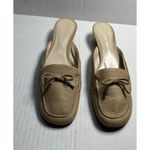 Etienne Aigner Walton Mules Beige Leather Round Apron Toe Low Heel Shoes Sz 9.5M Photo 2