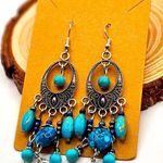 Myra Bag Blue and Silver Boho Earrings Photo 0