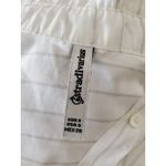 Stradivarius  Shirt Women Small White Striped 3/4 Sleeve Button High-Low Photo 4