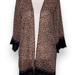 Jolt  women’s size small kimono leopard print 3/4 sleeves black brown Photo 0