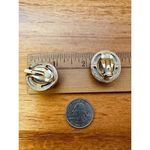 Vintage Silver & Gold‎ Tone Oval Textured Shield Chunky Clip Photo 6