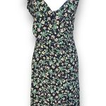 Topshop Dress Black Yellow Green Floral Ruffled Vneckline Sleeveless Wrap Midi Photo 10
