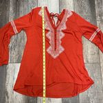 JW style Bell Sleeve Burnt Orange With White Embroidery Long Sleeved Blouse M Photo 6