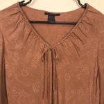 Anne Carson  Women’s Silk Floral Paisley Textured  Tie Neck Flare Sleeve Blouse Photo 1