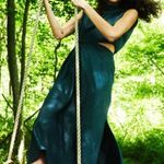 ZARA  Cut Out Waist Satin Effect MIDI Dress W/ Slits Navy Blue Size XS NEW Photo 0