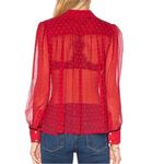 frame denim Le Pleasant Red Sheer Polka Dot 100% Silk Photo 13