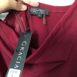 Gracia  Burgundy Ruffle Off The Shoulder Cocktail Dress Photo 4