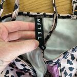 Motel Rocks - Lesty Dress in Animal Satin with Lilac Lace Photo 2