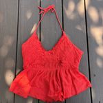 Free People  Red/ Orange Halter Top | Size S Photo 0