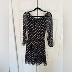 Boston Proper Polk-a-Dot Shoulder Skimming Smocked Waist Dress Black White Polka Dots Size XS Photo 8