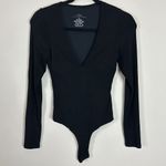 Klassy Network  Deep V Long Sleeve‎ Ribbed Bramisuit Black Size Small Photo 5