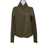 Lole Jazlyn Cardigan Asymmetrical Zip Up Wool Blend Knit Sweater Jacket Green Photo 2
