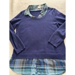 Faded Glory  Shirt Sweater Layered Tunic Top Collared Blue Size L Photo 3