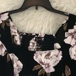 Free Press Black Floral Cropped Blouse Square Neck NWT Medium Photo 3