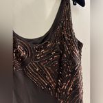 Y2K Eva Blue Cocktail Maxi Dress Brown Embellished Sequin Fairy Party Dress 10 Photo 3