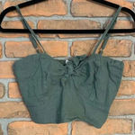 Revamped  Top Womens Medium Olive Green‎ Crop Tie Front Sleeveless Casual Blouse Photo 0