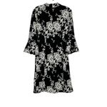 Adrianna Papell Black White Embellishments Long Sleeve Dress Bell Sleeves Sz 12 Photo 5