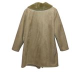 CHAPS ‎ Women's Faux Suede Coat Jacket Toggle Front Sherpa Collar Beige Mobwife Photo 4