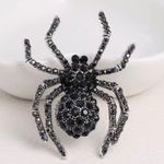 Spider silver plated/black Rhinestone Brooch Women Suit Brooches Pin faux fashi‎ Photo 2